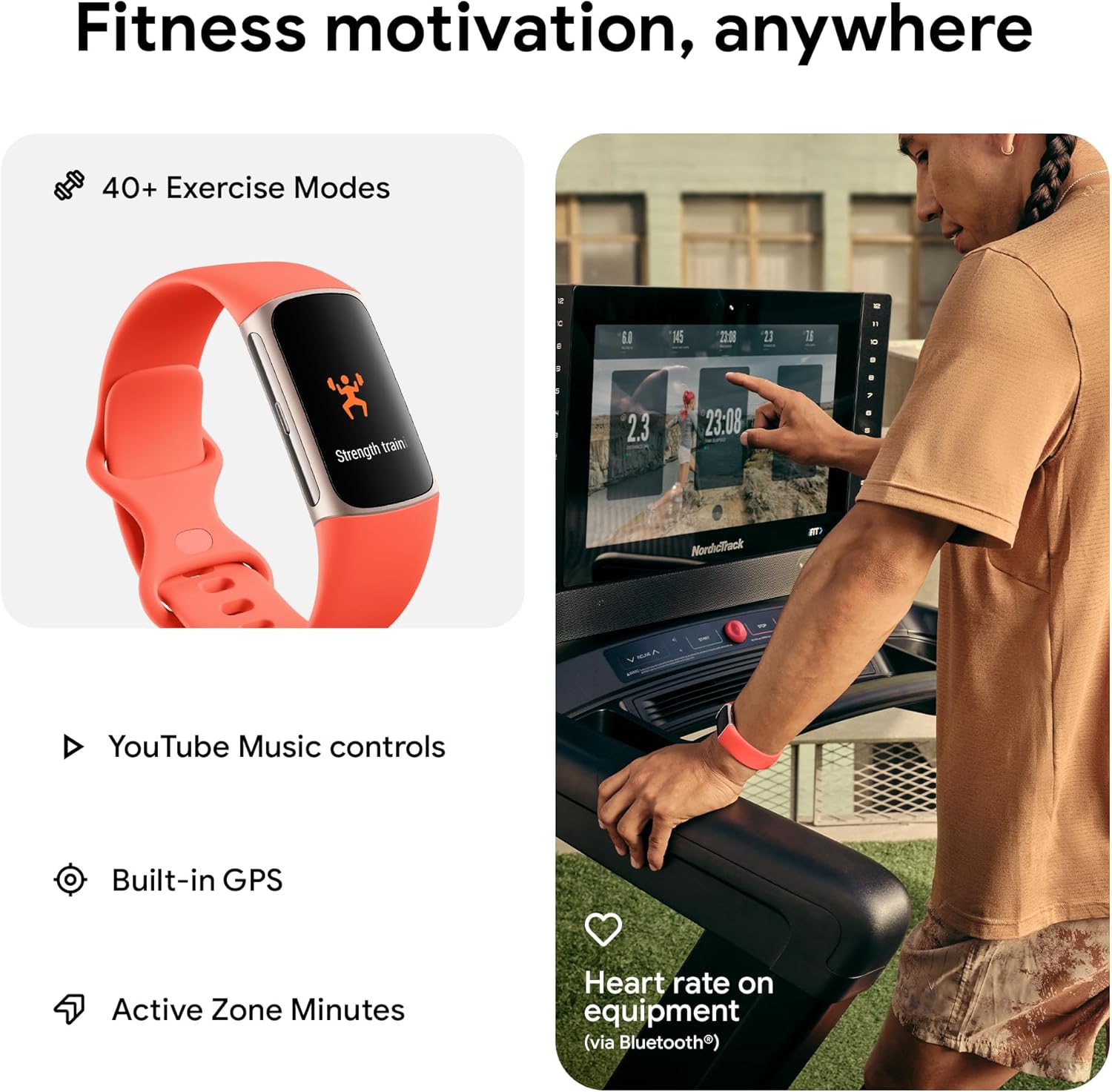 Google Fitbit Charge 6 Activity Tracker with 6-months Premium Membership Included, 7 days battery life and Google Wallet and Google Maps